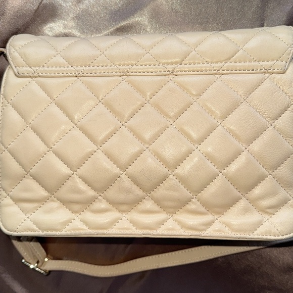 DKNY Donna Karan Cream Leather Quilted Bag Gold Hardware Detachable Strap - Picture 5 of 14